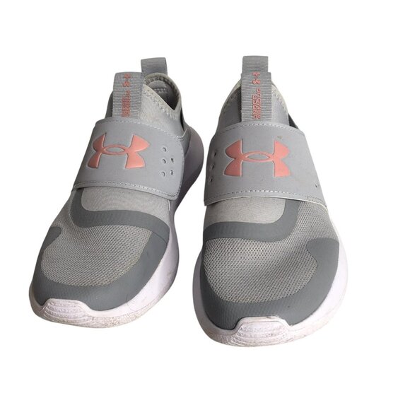 Under Armour Shoes Womens Size 8.5 Gray Pink Slip On Strap Sneakers 3024871-107 - Picture 11 of 11
